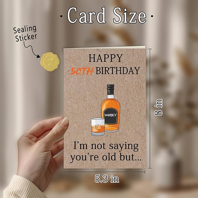 Funny 50th Birthday Gifts for Women Men, 50th Birthday Cards for Her Him, 50 Year old Bday Decorations for Man Husband Dad Mom