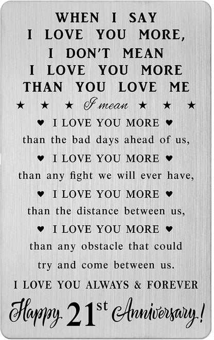 CPLJW 21st Anniversary Wallet Card Gifts for Husband, 21 Year Anniversary Steel Gifts for Men, Happy 21st Anniversary Romantic Gifts