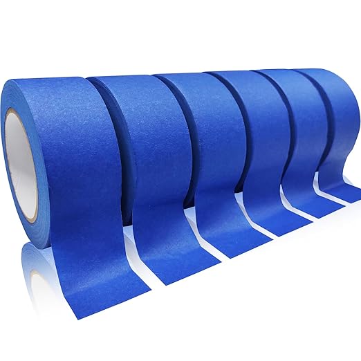 6 Rolls Masking Tape, Blue Painters Tape, Artist Painter's Painting Paper Tape for Multi-Purpose Wall Paint, DIY Crafts & Arts, Scrapbooking, Decoration, Labeling, Edge Finishing (1.88Inch x 60.1Yard)