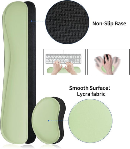 Bloss Leather Desk Mat and Keyboard Wrist Rest, Large Mouse Pad + Keyboard Pad+Mouse Wrist Support, Non-Slip Desk Mat Protector for Office, Home(35.4×15.7 Inches, Green)