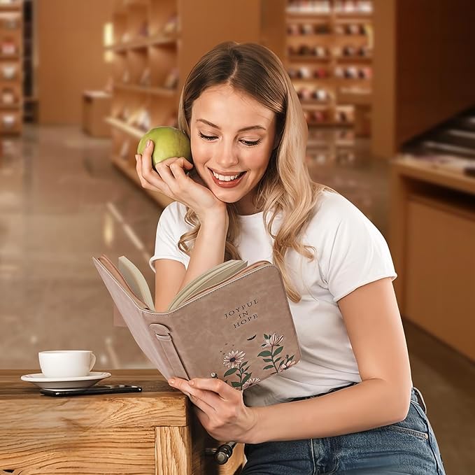 Bible Cover Case, Premium Bible Case, Leather Carrying Book Case with Handle&Zippered Pocket for Standard Size Bible and Bible Accessories, Ideal Gift for Women Men Lady Girls (Fits Smaller Bibles)