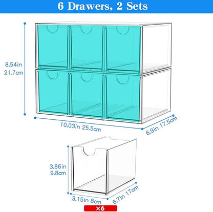 Acrylic Makeup Organizer with 6 Drawers, Bathroom Counter Organizer, Acrylic Organizers, Desk Organizer, Office Supplies, Storage Drawers for Cosmetic, Pencil, Coffee, etc