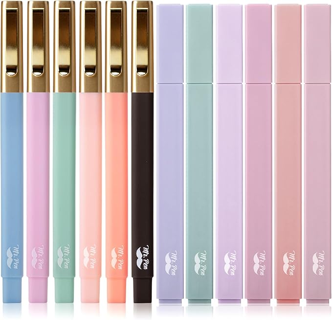 Mr. Pen- Aesthetic Highlighters and Pens No Bleed, 12 Pack, Morandi Color Bible Highlighters for Bibles, Bible Pens