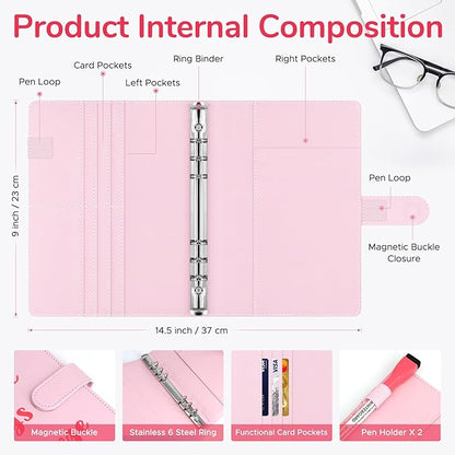 100 Envelopes Challenge Binder, A5 Money Saving Budget Binder with Upgraded Cash Envelopes & Pen, Budget Savings Challenge Book to Save $5,050, 3 Reusable Laminated Saving Challenge Tracker Included