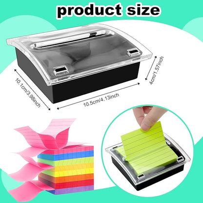 Pop Up Sticky Note Dispenser Sticky Note Holder Pop Up Note Dispenser Transparent Top for 3 x 3 Inch Sticky Notes School Office Home Store Black Base Clear Top (12)