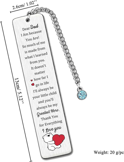 Dad Bookmarks Fathers Day Gift Thank You Daddy My Greatest Hero Bookmark Birthday Present Retirement Appreciate Family Love Quotes Keepsake Personalised Christmas Thanksgiving Book Accessory from Kids