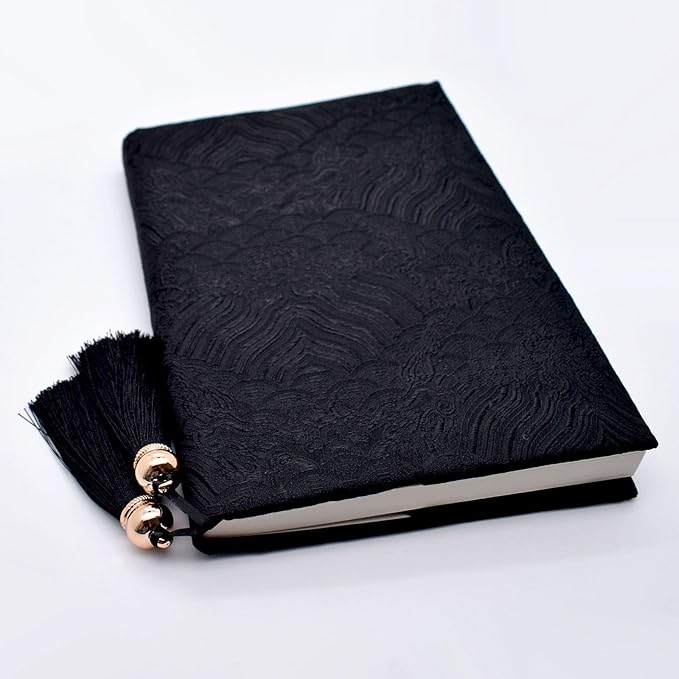 BLBMH Chinese Book CoversAdjustable Fabric Book Sleeve Cover Protector Fit for 5.5x8.5 inch Hardcover Softcover Book Novels Notebook Bible - Black