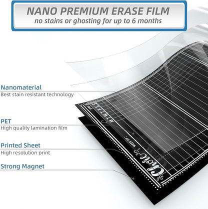 JJPRO Magnetic Dry Erase Menu and Chore Chart Blackboard for Fridge-Weekly Meal Planner Chalkboard,Behavior Chart Chalkboard for Multiple Kids with Notepad Blackboard