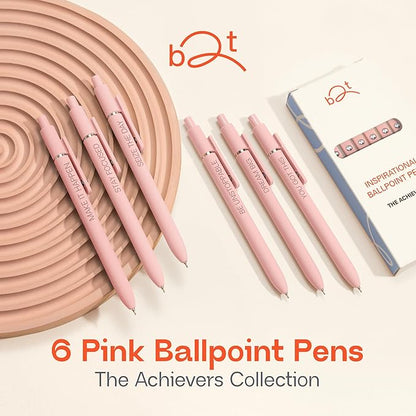 Achievers Inspirational Pen Set for Women - Motivational Quotes Office Gift for Her, Congratulations on Promotion, New Job Gifts Lady Boss Business Pens, Adult Graduation Gifts Stylish Sets (Pink)