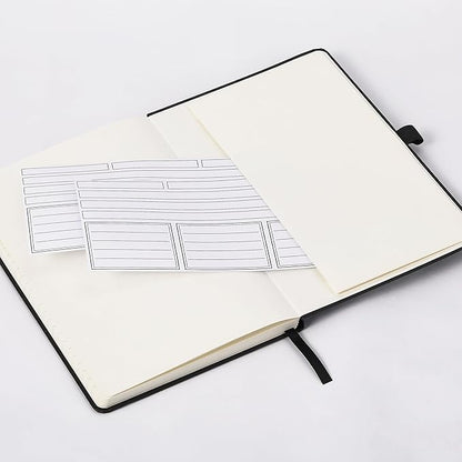 Graph Grid Paper Notebook/Journal - Classic Journal/Notebook with Ribbon Divider, Hardcover with Thick Paper, 5.3" x 8.26", Banded + Pen Holder +Inner Pocket - Black