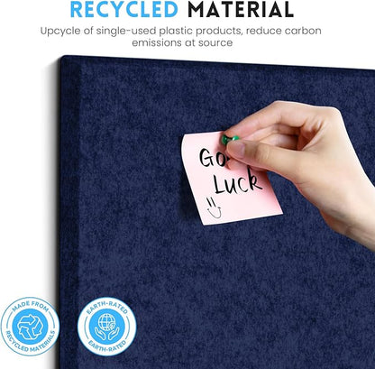 Large Cork Bulletin Board for Wall 36"x24", 6 Pack Felt Wall Tiles with 50 Pushpins, 30 Safe Removable Adhesive Tabs, Decorative Pin Board Tack Board for Office Home School, Dark Blue