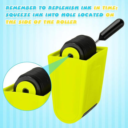 Sherr 2 Handwriting Line Stamp Roller Dashed Handwriting Lines Practice Roller Stamp for Kids, Teachers Kindergarten Education Classroom Back to School Need(2.72 x 2.44 x 1.54 Inch,Green,Light Blue)