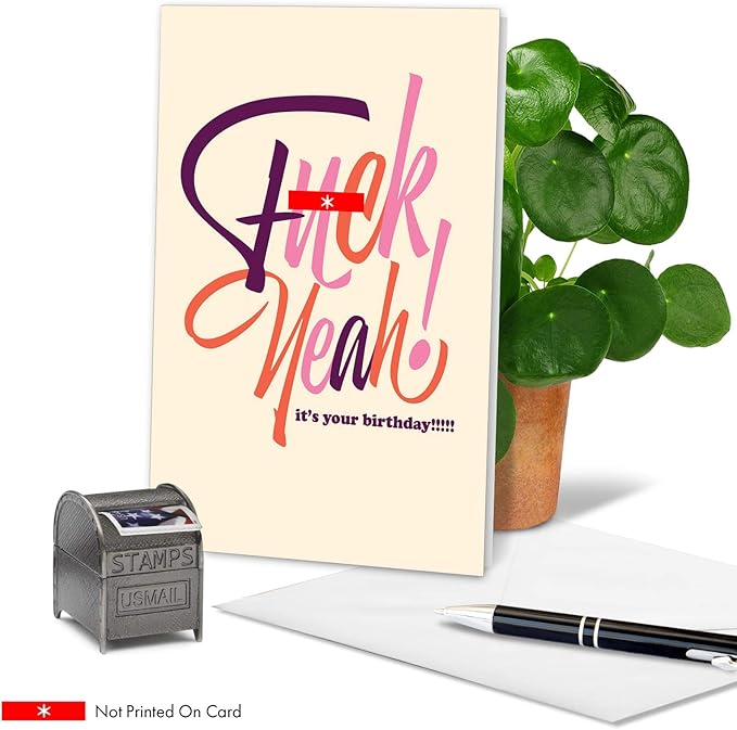 NobleWorks - 1 Funny Women's Birthday Card - Hilarious Bday Greeting Card with Envelope, Sassy Celebration - Eff Yeah C6405BDG