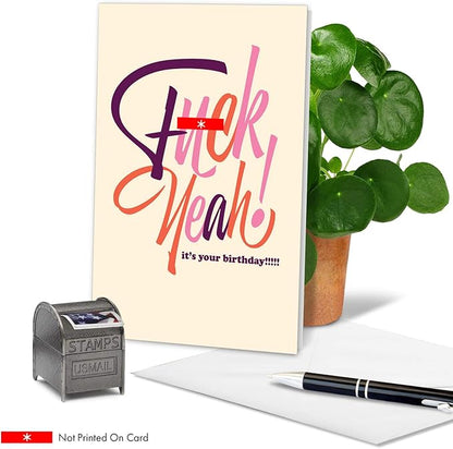 NobleWorks - 1 Funny Women's Birthday Card - Hilarious Bday Greeting Card with Envelope, Sassy Celebration - Eff Yeah C6405BDG
