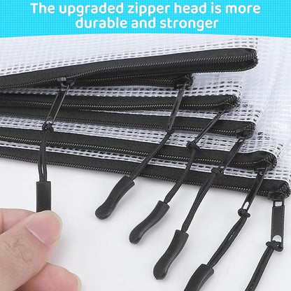 24pcs Mesh Zipper Pouch Bags, A5 9.4 x 6.9 Inches Reusable Zipper Bags Puzzle Storage Organizer Black Multipurpose for Travel Board Games Toys Office Supplies and Classroom Organization