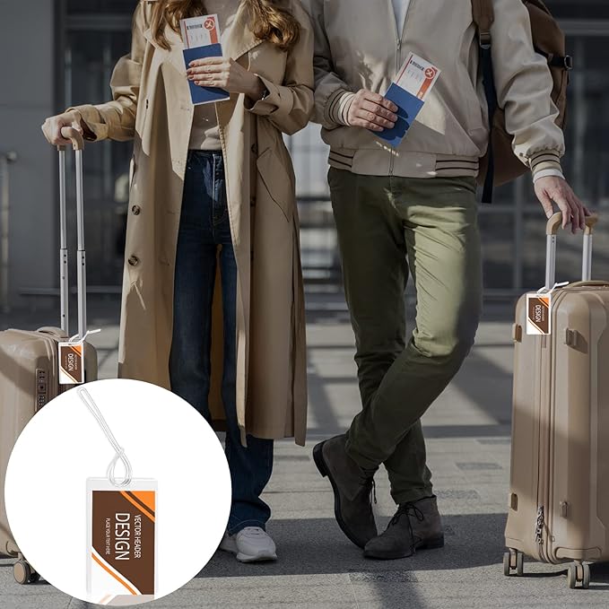 100 Pack 5 Mil Laminating Pouch with Clear Loop 2 1/2" x 4 1/4" Luggage Tag Laminating Pouches with Slot Hole Thermal Laminate Pouch Tags Kit Resealable for Work Permits Pass Cards Student ID Cards