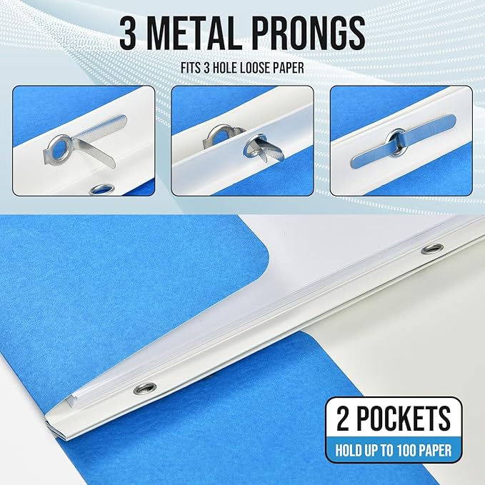 Folders with Pockets, IntoJoy 100 Pack Two Pocket Folders Business Card Holder Folders with Prongs for School Office Filing Cabinet Resume Portfolio (Colored