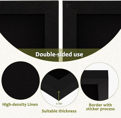 Double-Sided Black Cork Board with Linen, 36" x 24" Hanging Wood Framed Large Bulletin Board, Picture Display Vision Board Kit Corkboards for Wall Room School Office Decor, 20 Pushpins