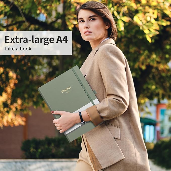 AHGXG 2026 Planner, Weekly and Monthly, Large A4 8.5"x11", Planner 2026-2027, Calendar 15-Months Jan 2026 - Mar 2027, Vegan Leather Softcover, Inner Pocket, Sage Green