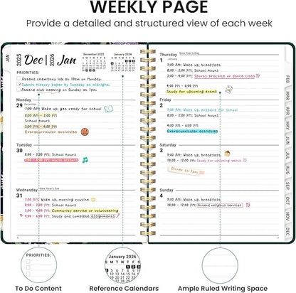 2026 Planner, Aesthetic Weekly and Monthly Planner for Women, Jan 2026 to Dec 2026, Hardcover 2026 Calendar Book with Monthly Tabs, Inner Pocket, Perfect for Office Home School - A5 (6.3" x 8.5"), Wild Asters