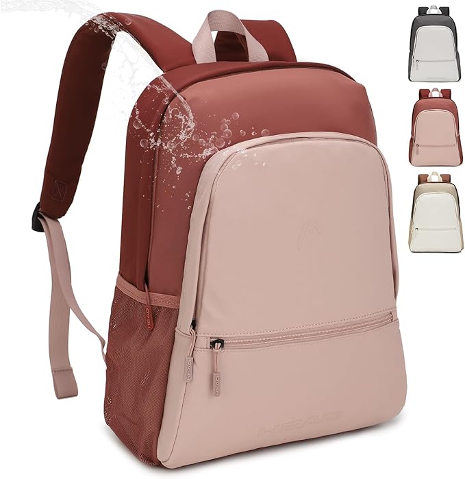 HEAD Waterproof Travel Backpack for Women & Ladies, Casual Daypack for Sport/Gym/College Work/Workout/Outdoor/Daily Use, Lightweight Laptop Backpacks for 13.5 inch Notebook