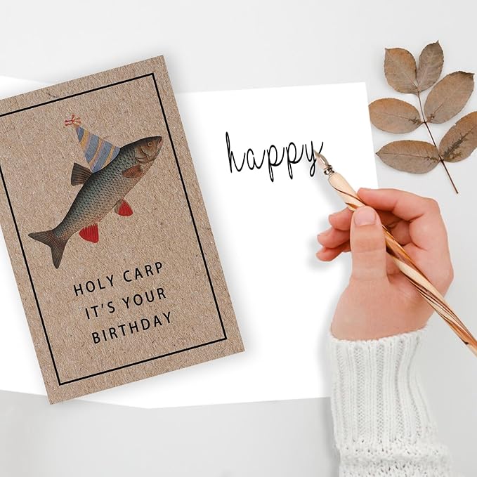 Cute Carp Fish Birthday Card for Men Women, Funny Fishing Pun Birthday Card for Friends, Humorous Carp Pun Birthday Card, Cute fishing Birthday Gift For Fishing Enthusiasts
