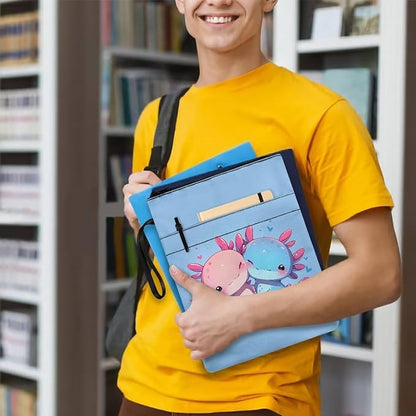 COEQINE Cute Axolotl Animal Book Covers for School Preschool Book Sleeves Case 9x11 Inch Washable Hardcover Book Pouch with Pen Holder