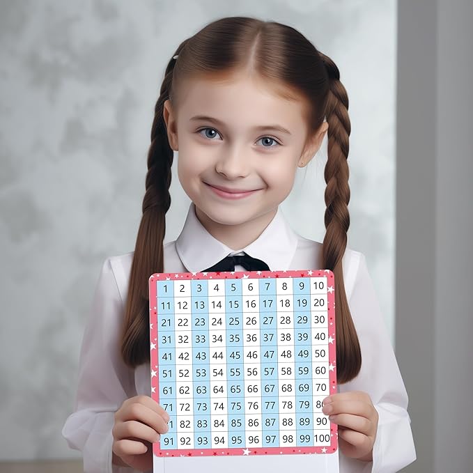 10 Pack Dry Erase Math Hundred Board Card Laminated Double Sided Number 1-100 Chart Easy to Write Consecutive Number Counting Chart for Students Math Manipulatives