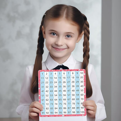 10 Pack Dry Erase Math Hundred Board Card Laminated Double Sided Number 1-100 Chart Easy to Write Consecutive Number Counting Chart for Students Math Manipulatives