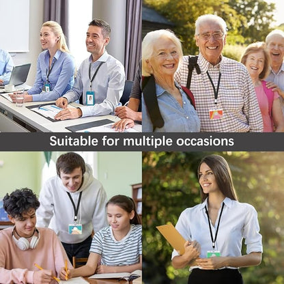 7 PCS Black Lanyards for ID Badges, Keys, Cruise Ship Cards, Keychain, Soft Nylon Neck Lanyard with Clip, Badge Lanyard for Teacher, Kids, Men, Women