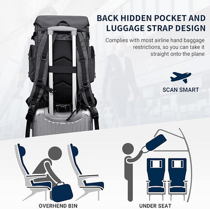 WITZMAN Travel Backpack for Men Women Carry on Bags for Airline Approved Convertible Duffle Luggage Backpack Shoe Compartment（B691 Silvery Grey）