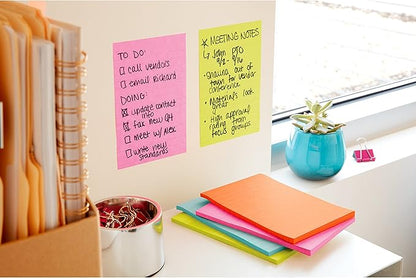 Post-it Super Sticky Lined Notes, 3 Sticky Note Pads, 4 x 6 in., School Supplies for Students, Ideal for Textbooks, Notebooks, Walls and Vertical Surfaces, Supernova Neons Collection
