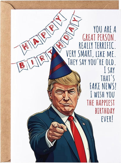 Funny Trump Birthday Card for Women Men - Humorous Donald Trump Gift Ideas for Him Her - Great for 30th, 40th, 50th, 60th Birthday Gifts for Mom Dad Best Friends - Bday Card for Best Friend Coworker