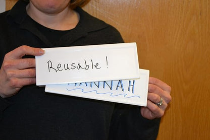 Trainers Warehouse Heavy Duty Premium Space-Saver Reusable Name Cards, White, Dry-Erase Tent, 8.75" x 3" (50)