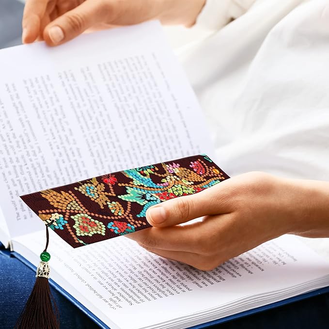 pigpigboss Colorful Flower Bookmark Diamond Painting Kit 2 Pieces Diamond Painting Arts Flower Bookmark Diamond Painting Set for Adult Book Decor Bookmark Diamond Dot (21 X 6 CM)