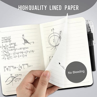 Small Notebook College Ruled, 3 Pack (Black) 3.7x5.7 in Pocket Notebook Journaling Notebooks Mini Hardcover Lined Note Pads with Pens for Work Business Travel and Office Supplies