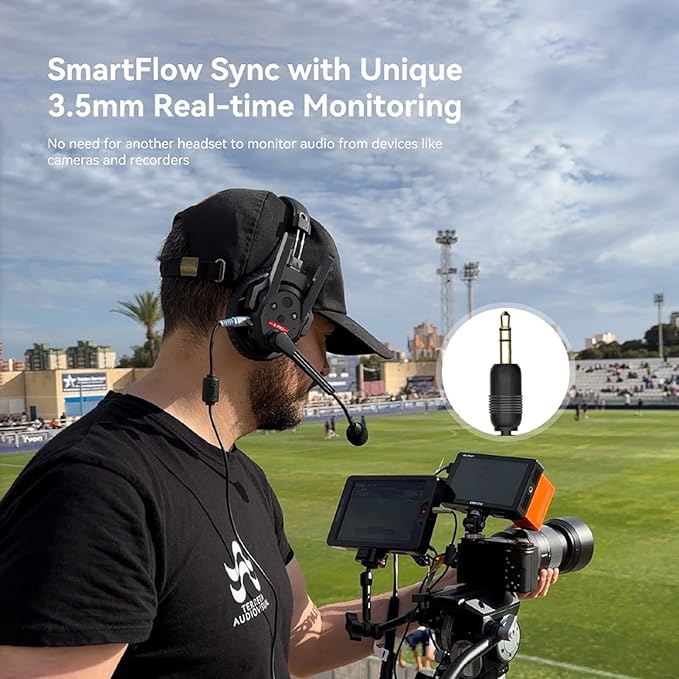 EACHSHOT SYNCO XTalk XPRO5 2.4GHz Wireless Headset Intercom System 5 Person Team Communication 500m Operating Range with Ai Noise Cancellation for Movie Shoot Live Show Stage Performance