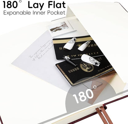 Lined Journal Notebook for Women Men, 192 Pages 100 GSM Thick Paper, Hardcover | Embossed Leather Journals for Writing, A5 College Ruled | Business, Work & School, 5.8"×8.5"(Burgundy)