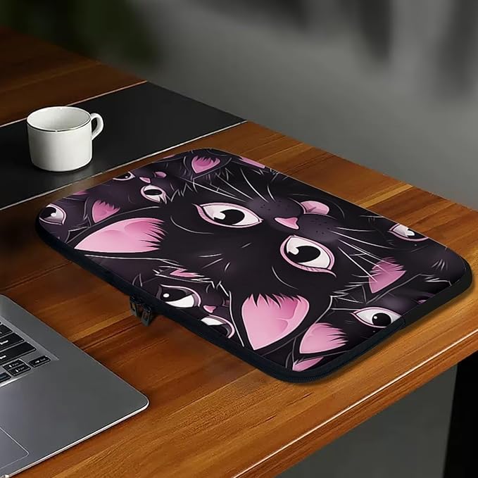 Black Cat Printed Laptop Briefcase for Women Men, Waterproof 17 Inch Laptop Bag Messenger Bag Lightweight Laptop Case for Office Business Traveling Daily Use, Gift for Father