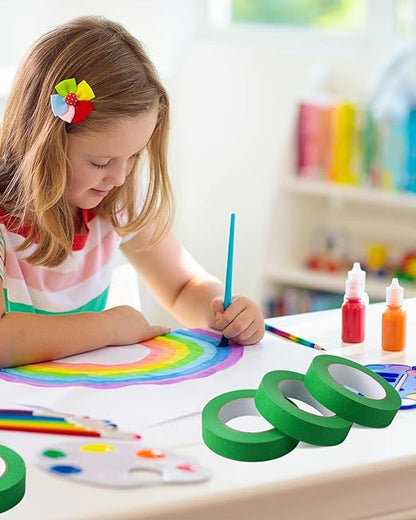 Fainne Green Painters Masking Tape Bulk 1 Inch x 55 Yard, General Purpose Paint Band Removable Adhesive Tape Multi Surface Roll for Painting Labeling School Supplies(20 Pcs)