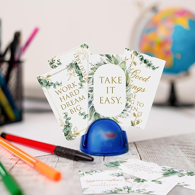 Jinei 300 Inspirational Affirmation Cards Positive Motivational Cards Small Mini Encouragement Quotes for Women Mother's Day Church(Eucalyptus)