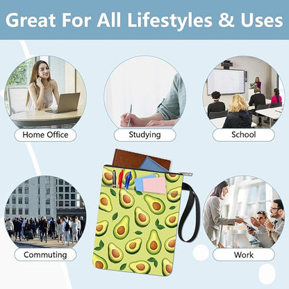 CRASPIRE Avocado Book Sleeve Fruit Book Protector Green Book Covers for Paperbacks Washable Fabric Cloth Book Cover with Zipper and Extra Sleeve Pocket for Book Lovers Classmate Gifts