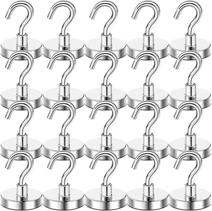 DIYMAG Magnetic Hooks, 118 LB Heavy Duty Strong Magnet with Hooks, Strong Rare Earth Neodymium Magnet Hooks for Hanging, Magnetic Hanger for Curtain, Home, Kitchen, Workplace, 20 Packs