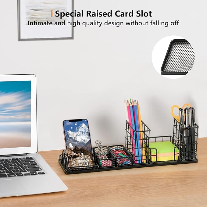 Desk Organizers and Accessories, Desk Organizer Set with Pen Holder, Sticky Note holder, Paper Clip Holder and Binder Clips
