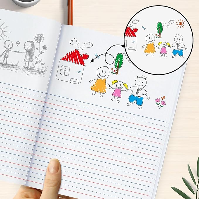 Composition Notebook Bulk, 50 Pack, K-2 Primary Ruled, 200 Pages (100 Sheets), Drawing and Writing Primary Journal For Kids, Grades K-2, Bulk School Supplies, Hard Cover With Assorted Colors