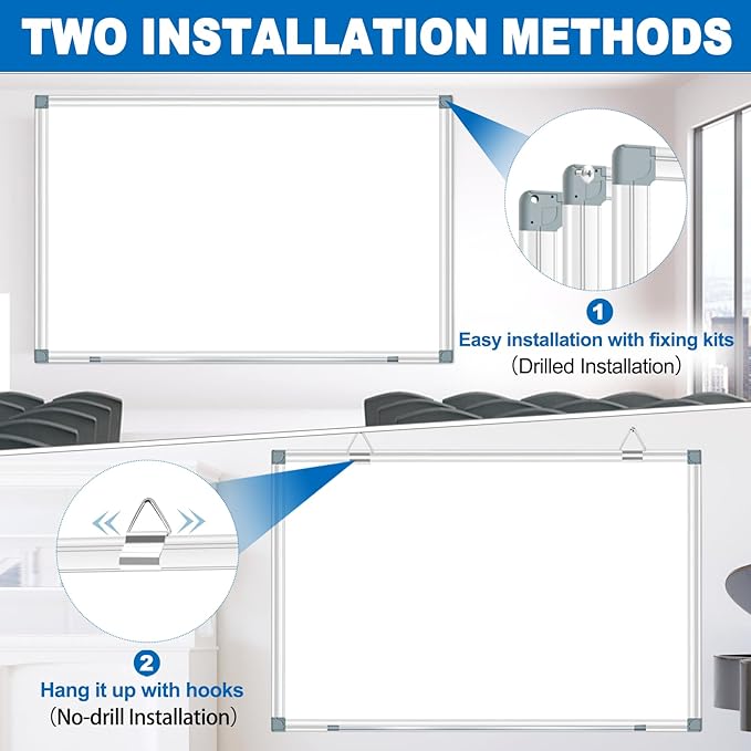 Magnetic White Board Dry Erase Whiteboard for Wall 60"x48" (2pcs) Aluminum Frame Hanging White Boards for Presentation, Teaching, Memo, Display