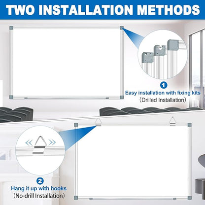 Magnetic White Board Dry Erase Whiteboard for Wall 60"x48" (2pcs) Aluminum Frame Hanging White Boards for Presentation, Teaching, Memo, Display