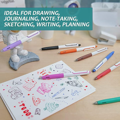 WRITECH Retractable Gel Ink Pens: Multicolor 0.5mm Fine Point Pen No Smear & Bleed for Journaling Sketching Drawing Notetaking Extra Smooth Writing Silent Click Pen Set Up-Gel 8ct