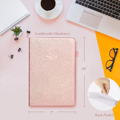 Elegant Meeting Notebook for Work with Action Items, Premium Leatherette Hardcover Meeting Planner with Numbered Pages, 7 x 10" Project Planner Notebook Meeting Notes for Men & Women