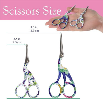 Stork Bird Rounded Safety Tip Embroidery Craft Stainless Steel Crane Scissors - Assortment A - 20 Pairs